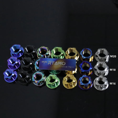(H=18mm/22mm) RTAMO Titanium Nuts M16 M18 M20X1.5P CNC Flanged Nut Ti Bolts for Motorcycle Rear Axle