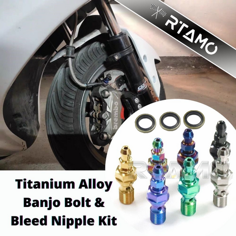 M10x1.0P/1.25P Titanium Brake Caliper Banjo Bolt & Bleed Nipple Kit