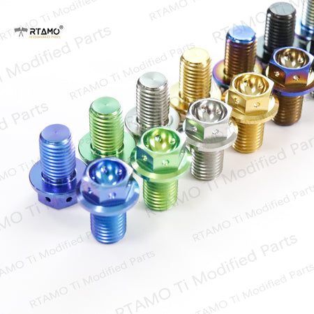 M10x15 Titanium Mirror Bolts Flange Drilled Head